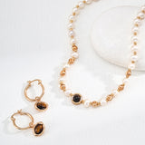Adjustable Tiger's Eye & Pearl Necklace - 925 Silver