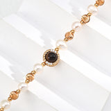 Adjustable Tiger's Eye & Pearl Necklace - 925 Silver