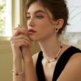 Adjustable Pearl & Onyx Jewelry - Choose Necklace or Bracelet (925 Silver)