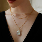 Adjustable Baroque Pearl Necklace - 55+6cm Gold-Tone 925 Silver