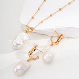 Adjustable Baroque Pearl Necklace - 55+6cm Gold-Tone 925 Silver