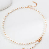 Adjustable Pearl & Zircon Necklace - 43-48cm (Silver/Gold-Tone 925 Silver)