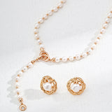 Adjustable Pearl & Zircon Necklace - 43-48cm (Silver/Gold-Tone 925 Silver)