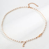 Adjustable Pearl & Zircon Necklace - 43-48cm (Silver/Gold-Tone 925 Silver)