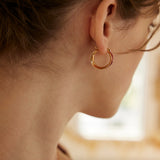 Red Enamel Stud Earrings - Gold-Tone 925 Silver