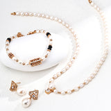 Pearl & Zircon Earrings - 925 Silver (Gold/Silver-Tone)