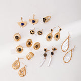 Vintage Gold-Tone Tiger's Eye & Pearl Earrings - 925 Sterling Silver