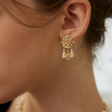 Vintage Gold-Tone Zircon Stud Earrings - 925 Silver
