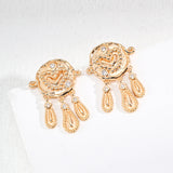 Vintage Gold-Tone Zircon Stud Earrings - 925 Silver
