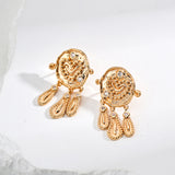 Vintage Gold-Tone Zircon Stud Earrings - 925 Silver