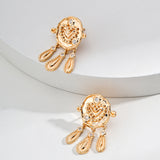 Vintage Gold-Tone Zircon Stud Earrings - 925 Silver