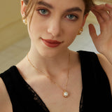 Adjustable Pearl Pendant Necklace - 925 Silver (Silver/Gold-Tone)