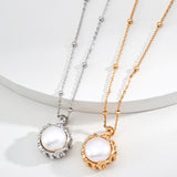 Adjustable Pearl Pendant Necklace - 925 Silver (Silver/Gold-Tone)