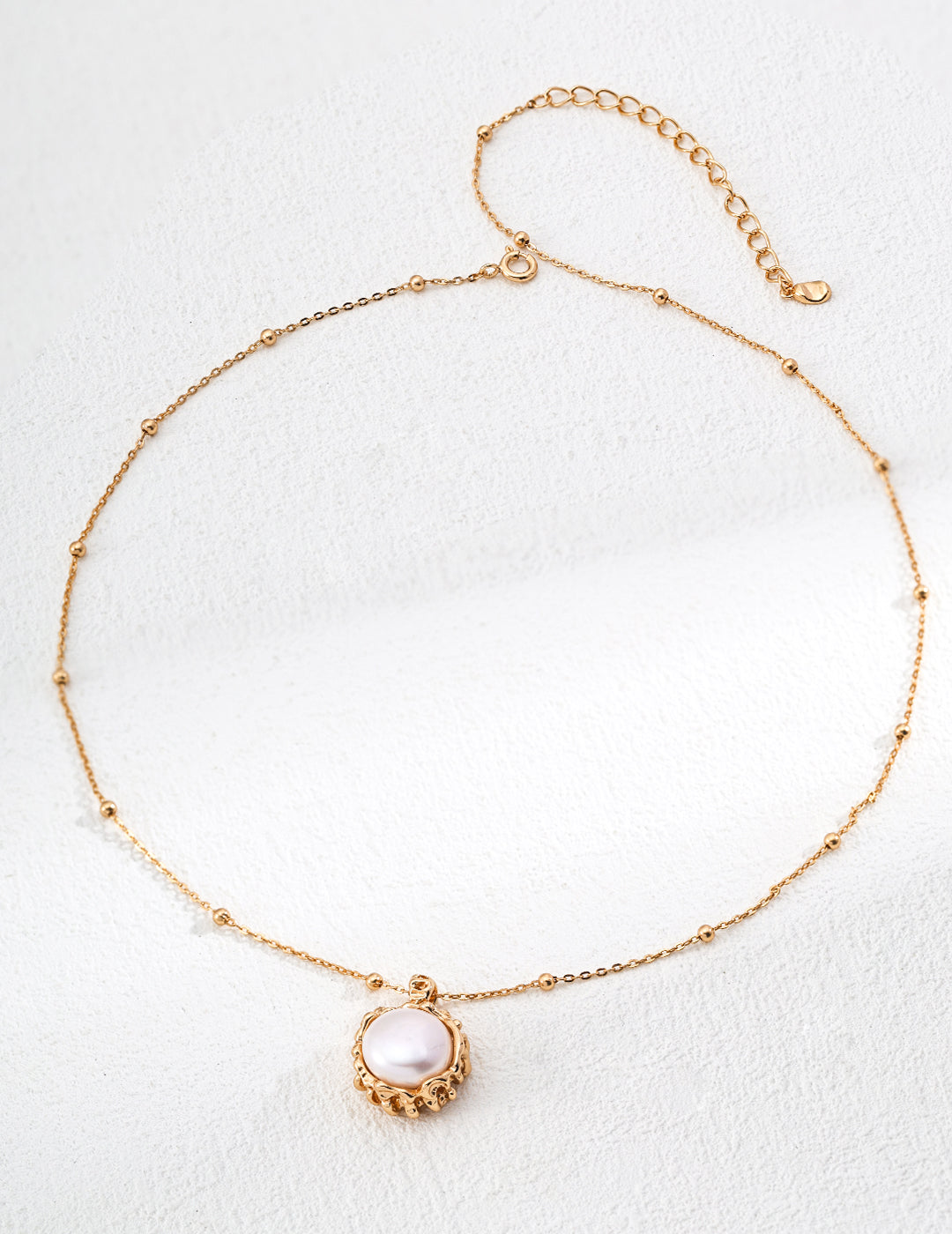 Adjustable Pearl Pendant Necklace - 925 Silver (Silver/Gold-Tone)