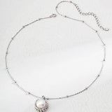 Adjustable Pearl Pendant Necklace - 925 Silver (Silver/Gold-Tone)