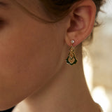 Vintage Gold-Tone Enamel & Zircon Drop Earrings - 925 Silver