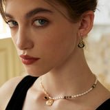 Vintage Gold-Tone Enamel & Zircon Drop Earrings - 925 Silver