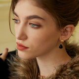 Onyx Drop Earrings - Vintage Gold 925 Silver