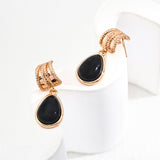 Onyx Drop Earrings - Vintage Gold 925 Silver