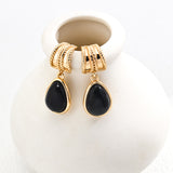 Onyx Drop Earrings - Vintage Gold 925 Silver