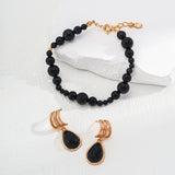 Onyx Drop Earrings - Vintage Gold 925 Silver