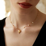 Adjustable Pearl Pendant Necklace - 925 Silver (Gold-Tone)