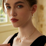 Adjustable Pearl Pendant Necklace - 925 Silver (Gold-Tone)