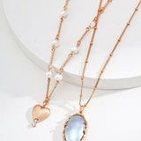Adjustable Pearl Pendant Necklace - 925 Silver (Gold-Tone)
