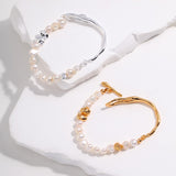 Fluid Pearl Bracelet - 925 Silver (Silver/Gold-Tone)