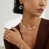 Fluid Pearl Bracelet - 925 Silver (Silver/Gold-Tone)