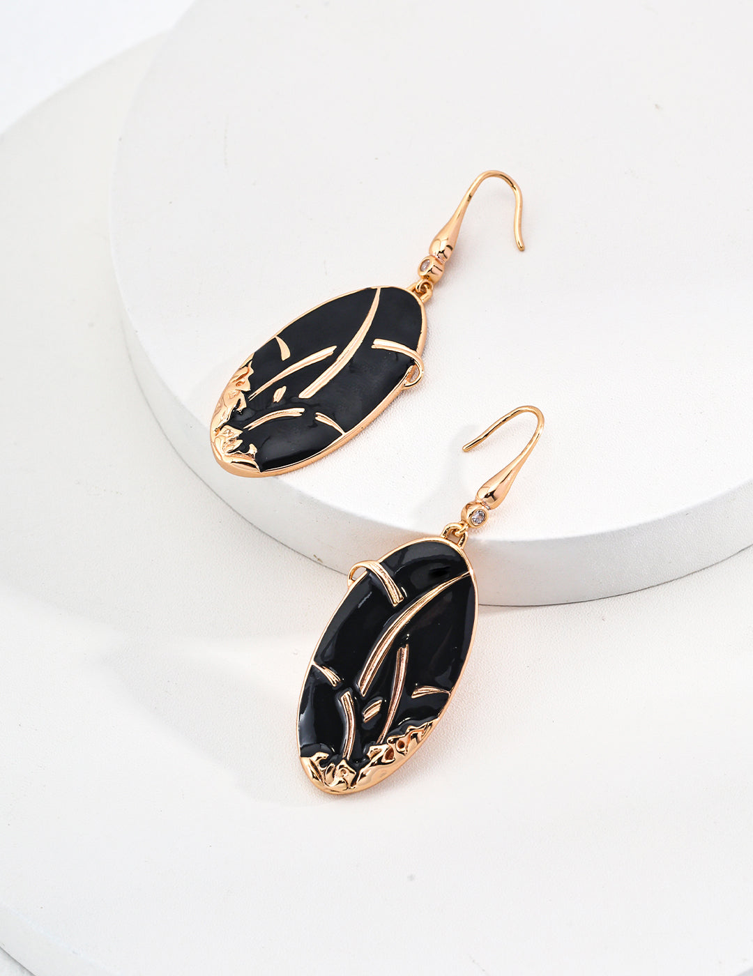 Chinese-Inspired Enamel Earrings - 925 Silver (Gold/Silver-Tone)