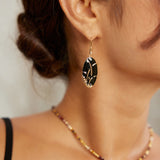 Chinese-Inspired Enamel Earrings - 925 Silver (Gold/Silver-Tone)