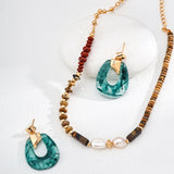 Gold-Tone Zircon & Agate Earrings - 925 Silver (3.5cm Drop)