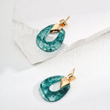 Gold-Tone Zircon & Agate Earrings - 925 Silver (3.5cm Drop)