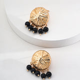 Vacation Style Onyx Earrings - 925 Silver (Gold-Tone)