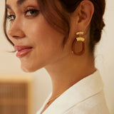 Modern Tribal Resin Earrings - 925 Silver (Gold/Caramel)