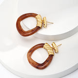 Modern Tribal Resin Earrings - 925 Silver (Gold/Caramel)