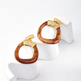 Modern Tribal Resin Earrings - 925 Silver (Gold/Caramel)