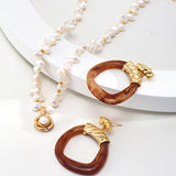 Modern Tribal Resin Earrings - 925 Silver (Gold/Caramel)