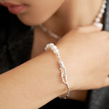 Liquid Pearl Bracelet - 925 Silver (Silver/Gold-Tone)