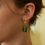 Gold-Tone Amber Statement Earrings - 925 Silver (4cm)