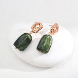 Gold-Tone Amber Statement Earrings - 925 Silver (4cm)