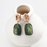 Gold-Tone Amber Statement Earrings - 925 Silver (4cm)
