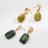 Gold-Tone Amber Statement Earrings - 925 Silver (4cm)