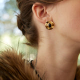 French Cream Style Earrings - 925 Silver w/ Onyx & Shell (Silver/Gold-Tone)