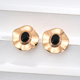 French Cream Style Earrings - 925 Silver w/ Onyx & Shell (Silver/Gold-Tone)
