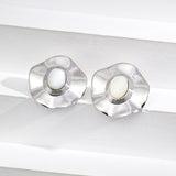 French Cream Style Earrings - 925 Silver w/ Onyx & Shell (Silver/Gold-Tone)