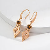 Vintage Gold Tiger's Eye Earrings - 925 Silver (5cm Drop)