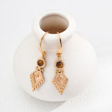 Vintage Gold Tiger's Eye Earrings - 925 Silver (5cm Drop)