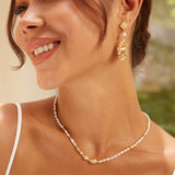 Middle Eastern Pearl Drop Earrings - Gold-Tone 925 Silver (5cm)